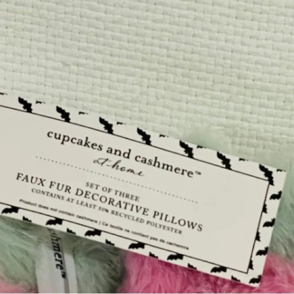 Cupcakes & Cashmere Pastel Faux Fur Halloween Bat Pillows New Release Set of 3